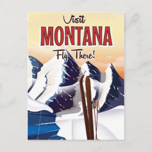Montana Ski Vintage-Reisestil-Druck Postkarte