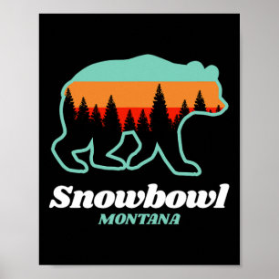 Montana Snowbowl Skifahren Snowboardfahren Bär Poster
