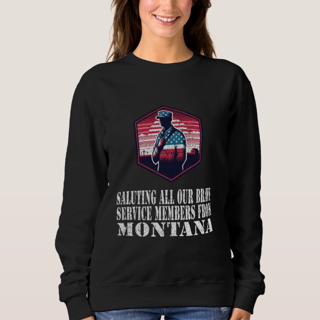 Montana Soldier Patriotische Silhouette in America Sweatshirt (Vorderseite)