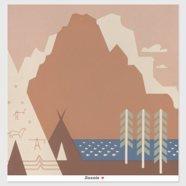 Montana Staat: Indische Stämme, Berge, Prärie Aufkleber (Blatt)