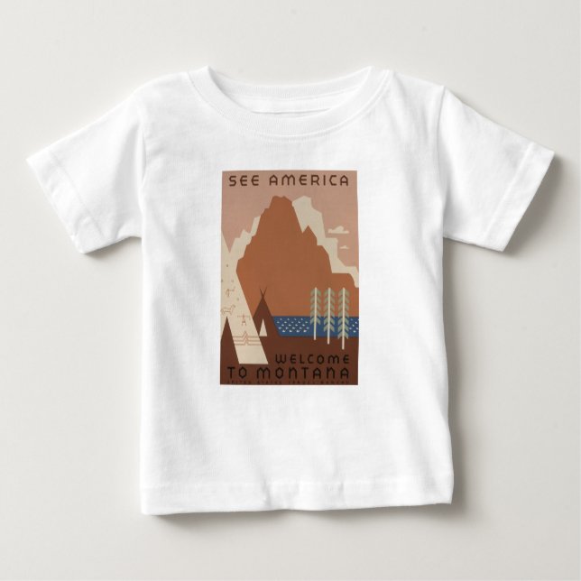 Montana Staat: Indische Stämme, Berge, Prärie Baby T-shirt (Vorderseite)