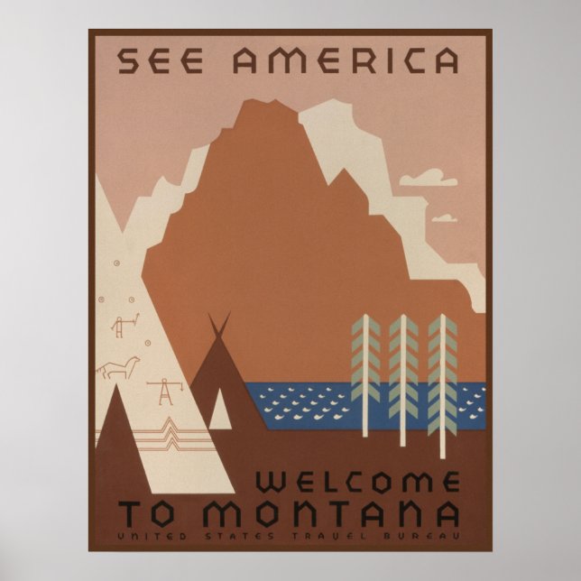 Montana Staat: Indische Stämme, Berge, Prärie Poster (Vorne)