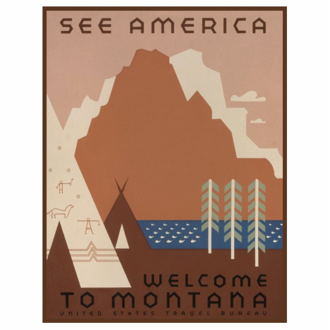 Montana Staat Native Amerikanische Ureinwohner Tri Fotoskulptur Magnet (Vorne)