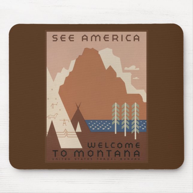 Montana Staat Native Amerikanische Ureinwohner Tri Mousepad (Vorne)