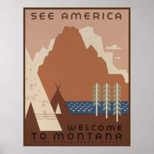 Montana Staat Native Amerikanische Ureinwohner Tri Poster