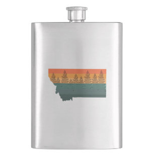 Montana Staat Tree Silhouette Flachmann