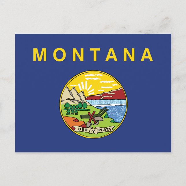 Montana State Flag Big Sky Country Oro Y Plata Postkarte (Vorderseite)