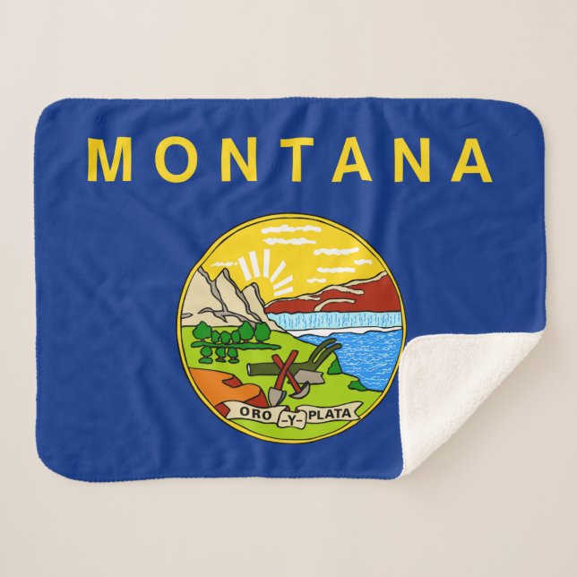Montana State Flag Print Patriotic Sherpadecke (Vorderseite (Horizontal))