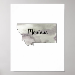 Montana State Illustration Poster