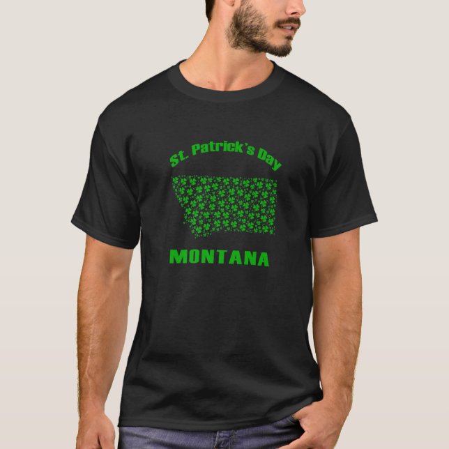 Montana State Map St Saint Patrick's Day Green Sha T-Shirt (Vorderseite)