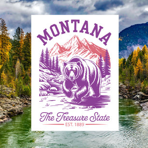 Montana The Treasure State Est. 1889 Bär Postkarte