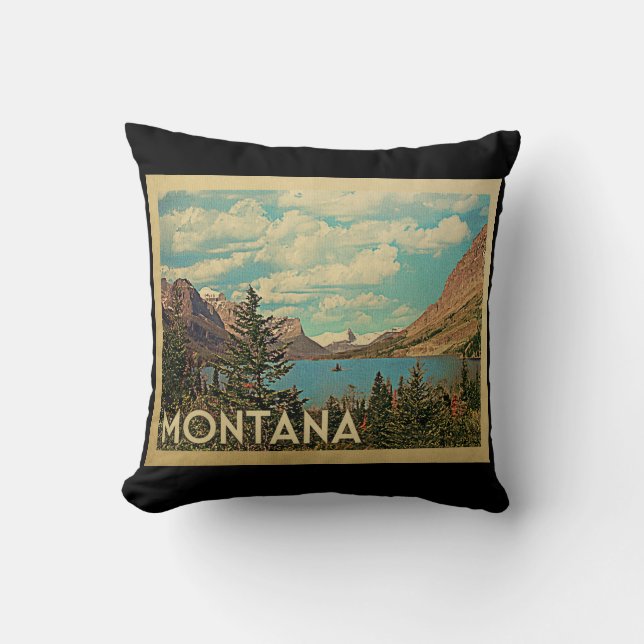Montana Throw Pillow Glacier Park Vintage Travel Kissen (Vorderseite)