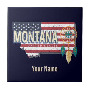 Montana United Staaten Retro Staat Map Vintag USA Fliese