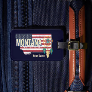 Montana United Staaten Retro Staat Map Vintag USA Gepäckanhänger