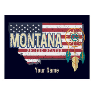 Montana United Staaten Retro Staat Map Vintag USA Poster
