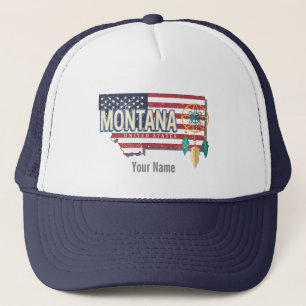 Montana United Staaten Retro Staat Map Vintag USA Truckerkappe