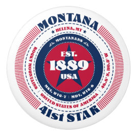 Montana US Staat Red White Blue Typografy Keramikknauf