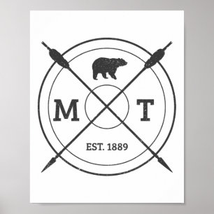 Montana USA Vintage-Grizzlybär-Amerika-Souvenir Poster