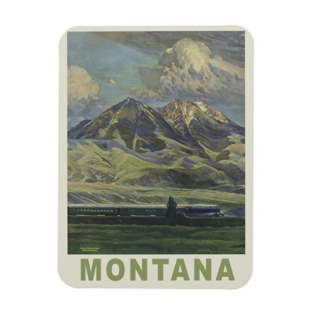 Montana USA Vintage Travel Magnet (Vertikal)