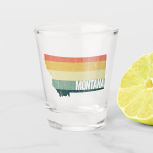 Montana Vintag Retro Sunset Distressed Staat Map Schnapsglas