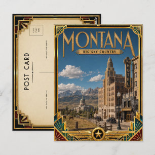 Montana Vintage Art Deco Golden Age Postkarte