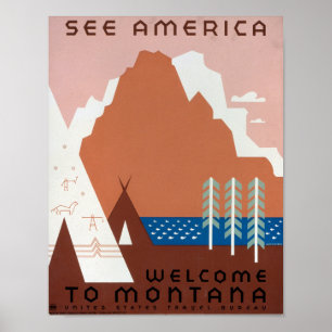 Montana Vintage Fotos Alte ästhetische Piktsgeschi Poster