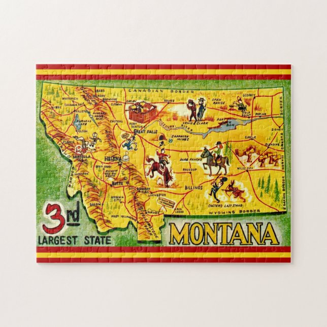 Montana Vintage-Karte 11x14 Puzzle (Horizontal)