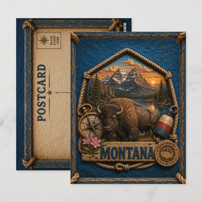 Montana Vintage Reise Postkarte (Vorne/Hinten)