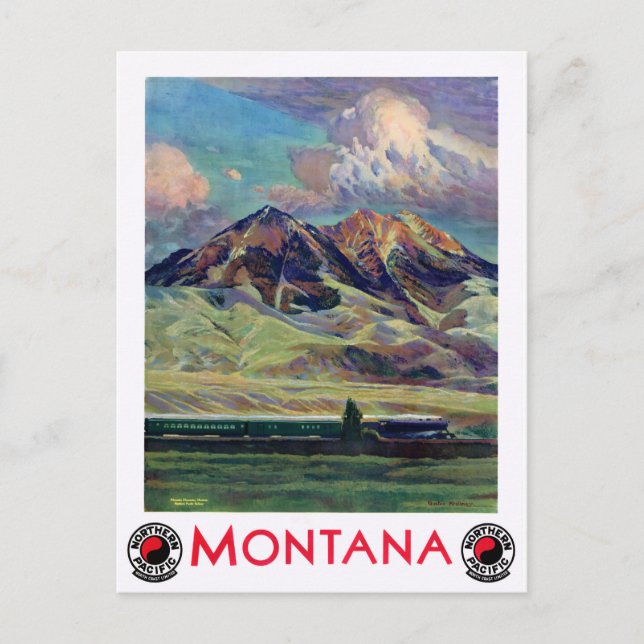 Montana Vintage Reiseplakat Postkarte (Vorderseite)
