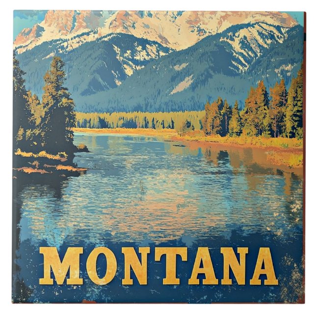 Montana Vintage-Reiseposter Fliese (Vorderseite)