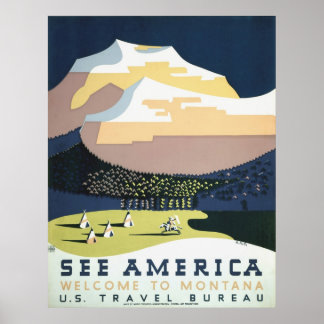 Montana Vintage Travel Poster und Retro Prints