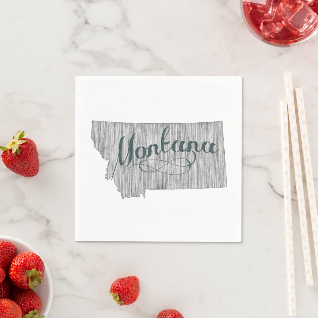 Montana Vintager grauer Typografie Serviette (Beispiel)