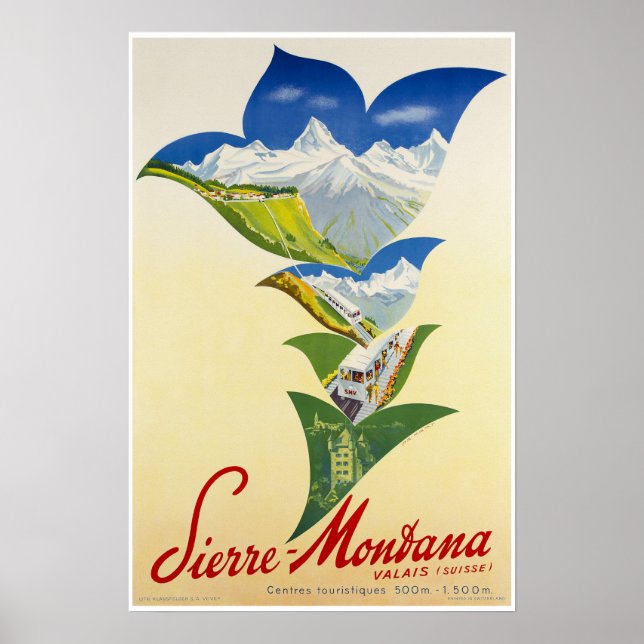 Montana, Wallis, Schweiz, Skiposter Poster (Vorne)