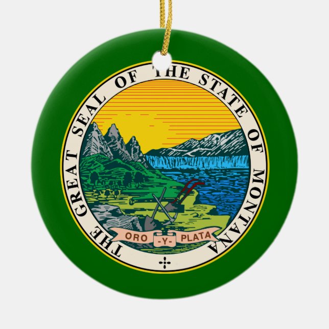 Montana-Wappen-Weihnachtsverzierung Keramikornament (Vorne)