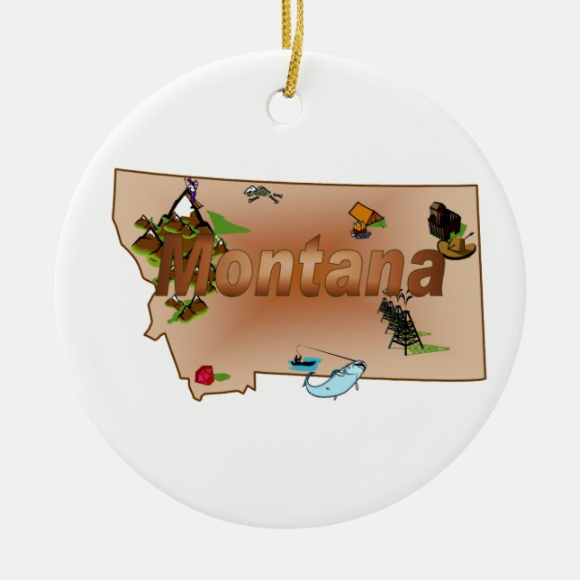 Montana-Weihnachtsbaum-Verzierung Keramik Ornament (Vorne)