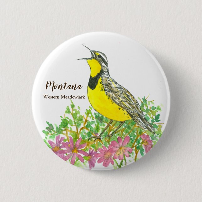 Montana Western Meadowlark Staat Bird Button (Vorderseite)