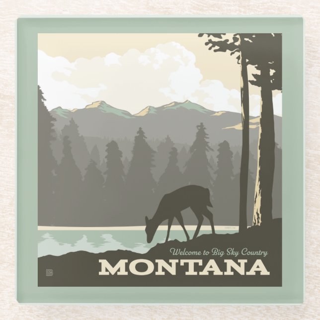 Montana | Willkommen im Big Sky Country Glasuntersetzer (Vorderseite)