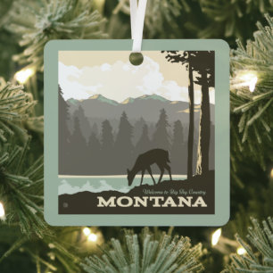 Montana   Willkommen im Big Sky Country Ornament Aus Metall