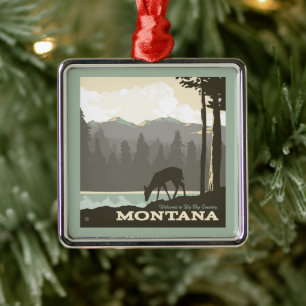 Montana   Willkommen im Big Sky Country Ornament Aus Metall