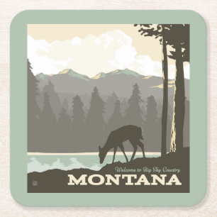 Montana   Willkommen im Big Sky Country Rechteckiger Pappuntersetzer