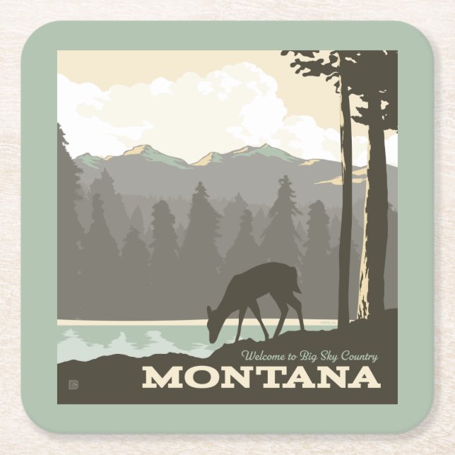 Montana | Willkommen im Big Sky Country Rechteckiger Pappuntersetzer (Vorderseite)