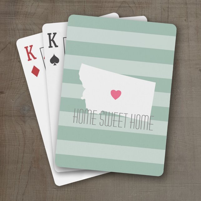 Montana Zuhause Staat Liebe mit individuellem Herz Spielkarten (Personalized Playing Cards with a State Map, Movable Heart and Name)