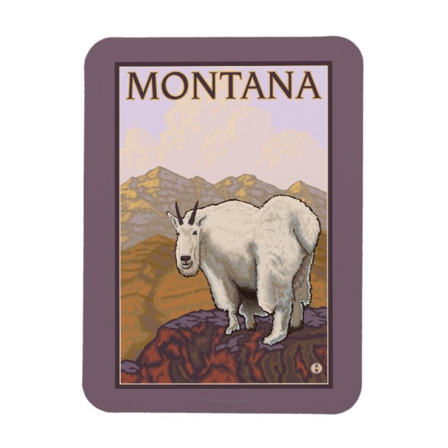 MontanaBergziege Vintage Reiseplakat Magnet (Vertikal)