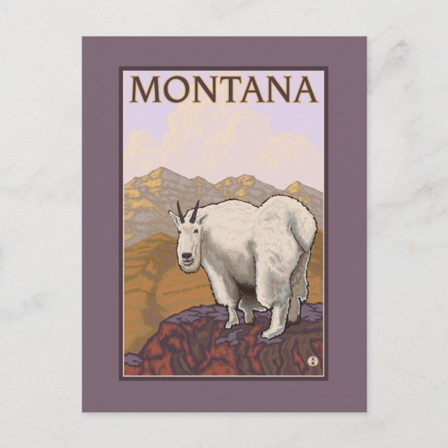 MontanaBergziege Vintage Reiseplakat Postkarte (Vorderseite)