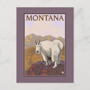 MontanaBergziege Vintage Reiseplakat Postkarte