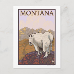 MontanaBergziege Vintage Reiseplakat Postkarte