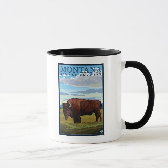 MontanaBison Vintage Travel Poster Tasse (Rechts)