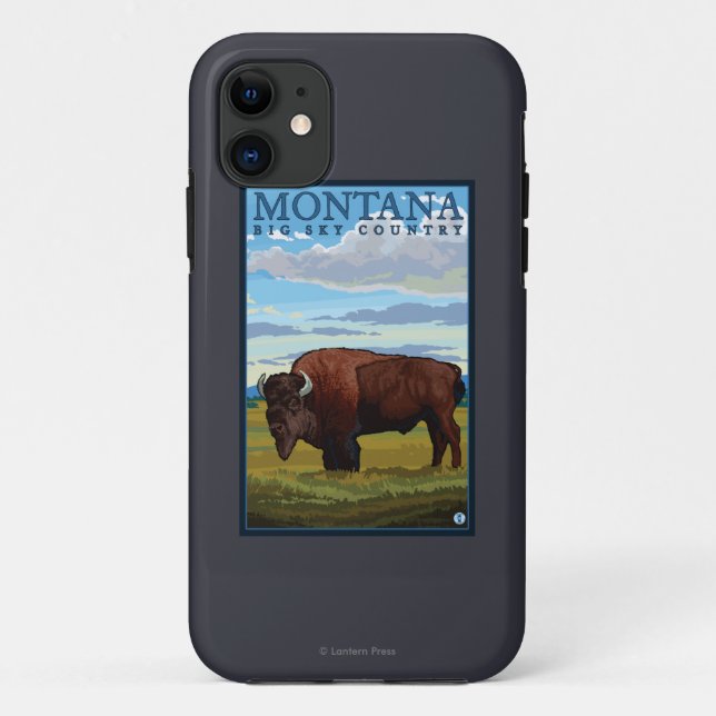 MontanaBison Vintages Reise-Plakat Case-Mate iPhone Hülle (Rückseite)