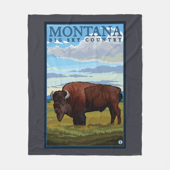 MontanaBison Vintages Reise-Plakat Fleecedecke (Vorderseite)
