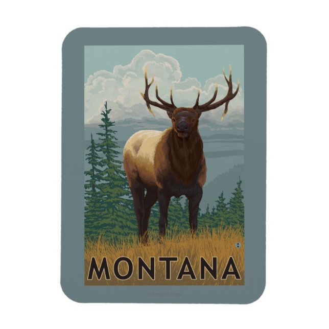 MontanaElk Scene Magnet (Vertikal)